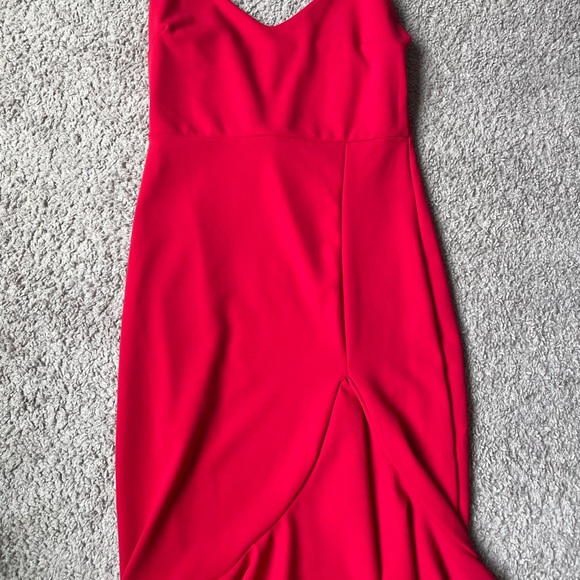 Boohoo Red Dress w/ Slit US: Size 8 in Great Condition - Picture 4 of 5